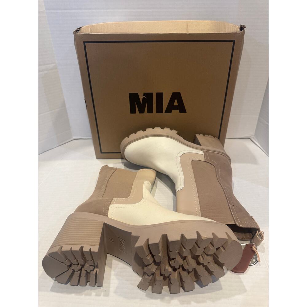 Mia Womens Remi Faux Leather Block Heel Mid-Calf Boots size 11M, beige&vory nib - Picture 9 of 10